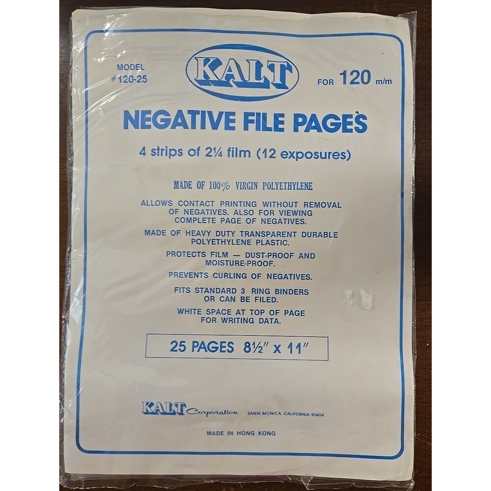 22pcs Kalt Negative File Pages  for 120mm Film Negative Page Preservers
